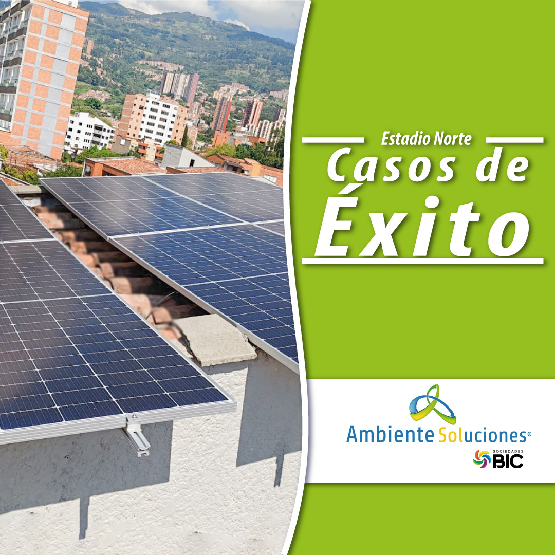 Sistema solar conectado a la red en Unidad Residencial Estadio Norte, Medellín, Antioquia.