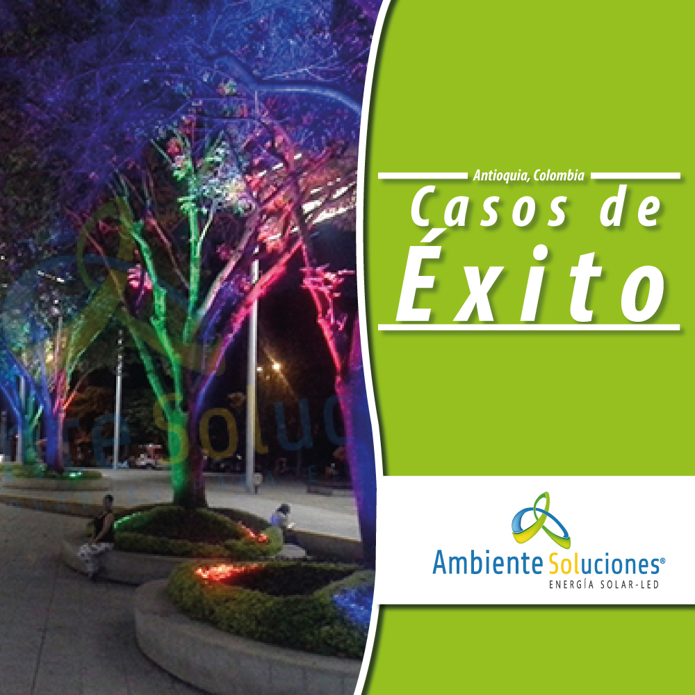 Iluminación LED plaza pública de ciudad.