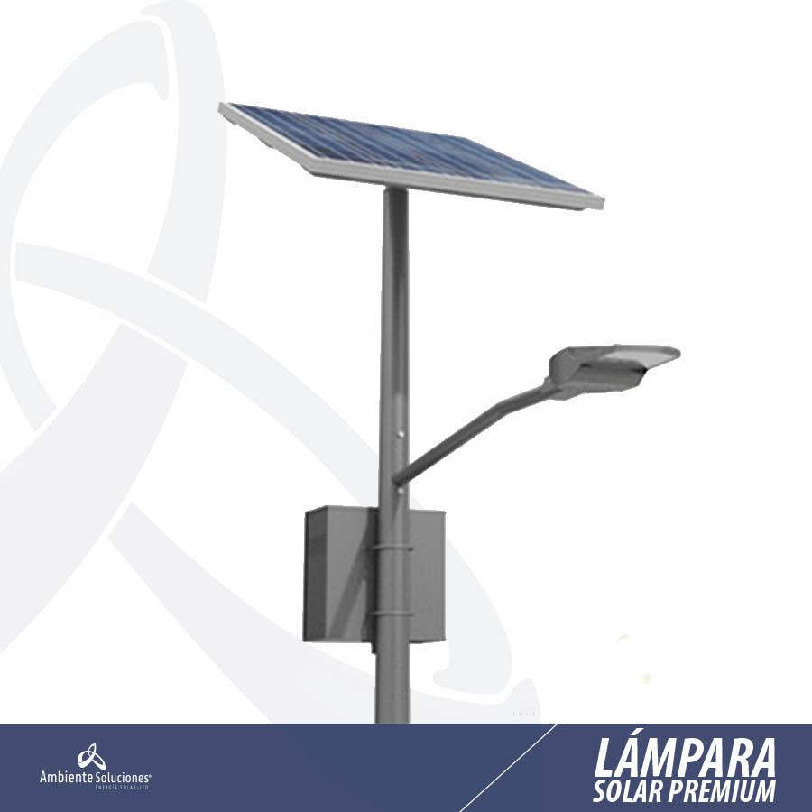 LAMPARA SOLAR LED CON POSTE LÍNEA PREMIUM 60W 9 MTS 12 HORAS