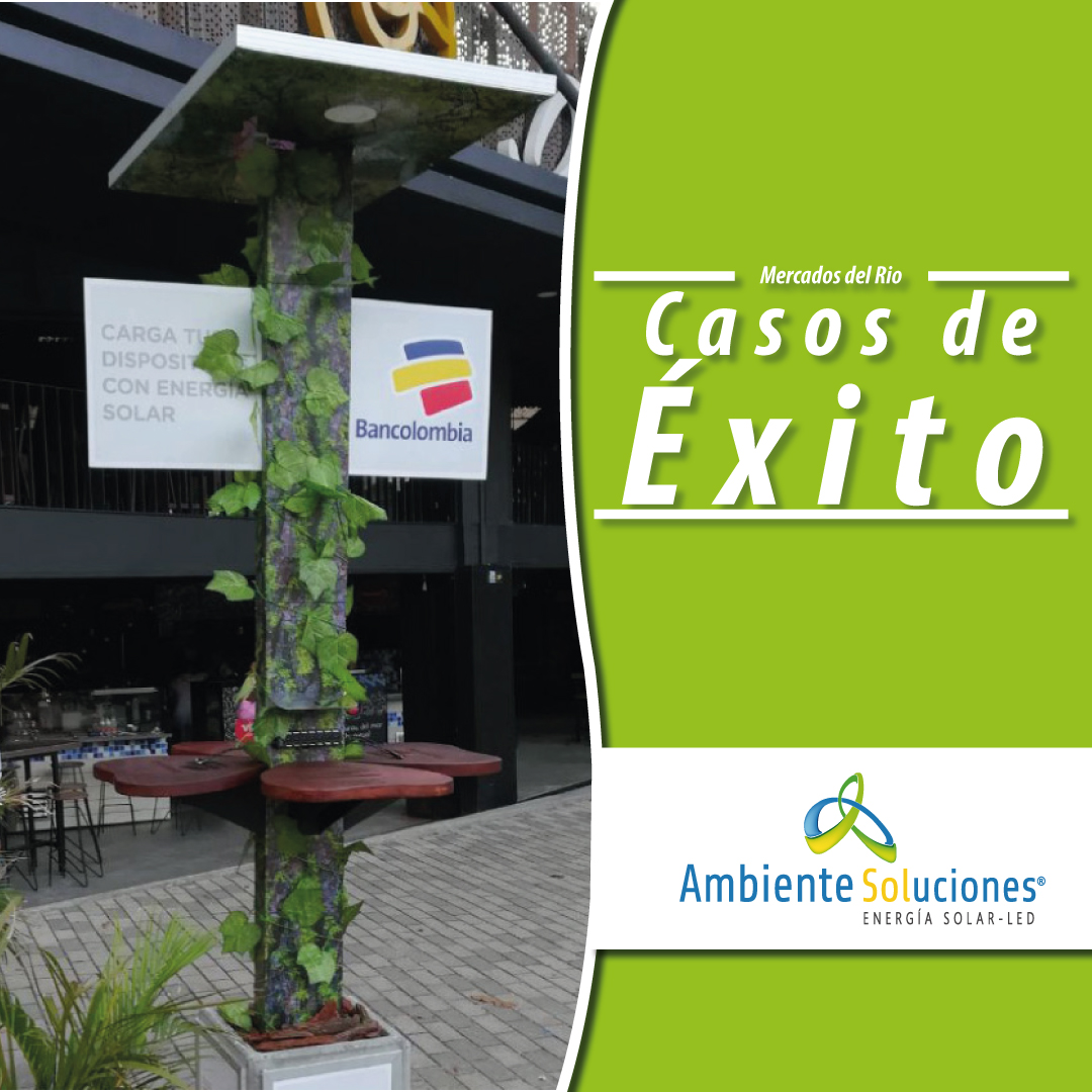 Árbol cargador solar  Ciudad del Río - Medellín, Antioquia.