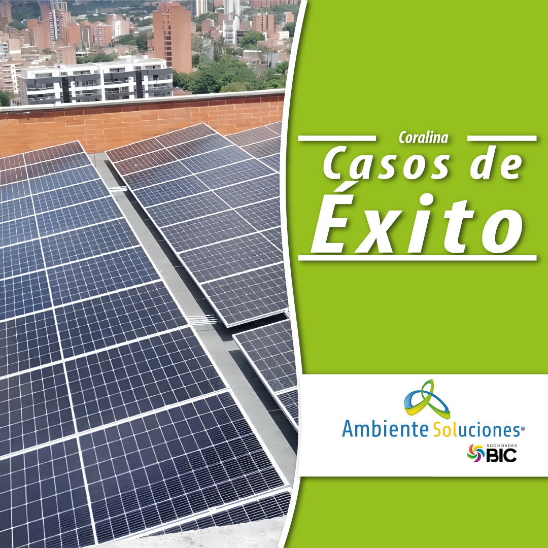 Sistema solar conectado a la red en conjunto residencial Coralina , Medellín, Antioquia.